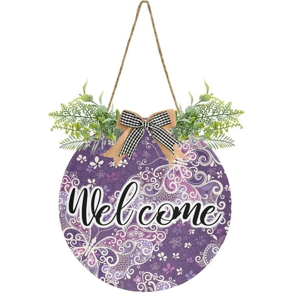 Coolnut Butterflies Front Door Round, Hanging Welcome Sign, Front Door for Home, Farmhouse, Porch, Wall Hanging, Outdoor Home Decor