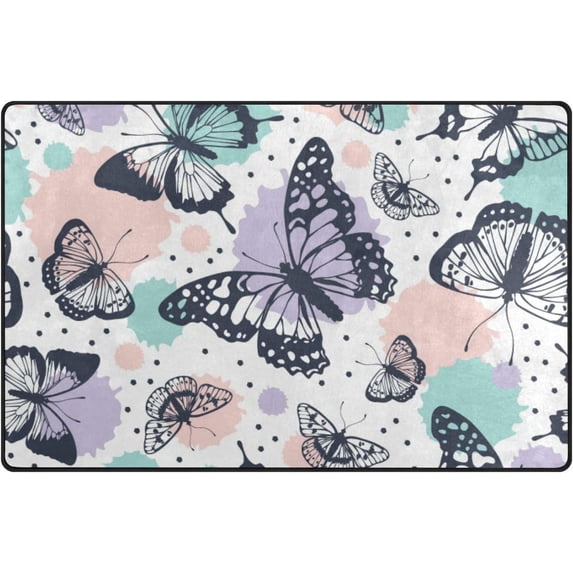 Coolnut Butterflies Pattern Area Rug Pad - 31 x 20 inch - 100% Light Weight Polyester Fabric for Living - Bedroom