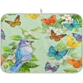 thumbnail image 1 of Coolnut Butterflies and Pretty Bird Dish Drying Mat for Kitchen, 18 x 24 Inch Microfiber Absorbent Dish Drying Pad, Machine Washable Kitchen Counter Protect Mats, 1 of 7