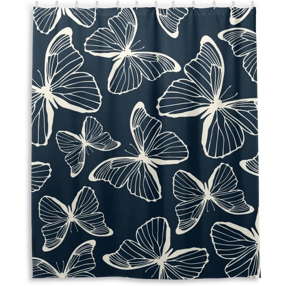 Coolnut Butterfly Black Shower Curtain Bathroom Decor Watercolor Shower Curtain Sets Fabric Cloth Bathroom Curtains with Hooks 60x72 Inch