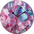 thumbnail image 1 of Coolnut Butterfly Flower Pink Wall Clock Round Vintage Silent Non Ticking Battery Operated Accurate Arabic Numerals Design for Home Kitchen Living Room Bedroom 10 Inch Home Decor, 1 of 5