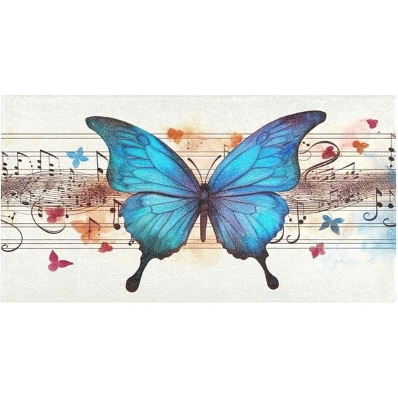 Coolnut Butterfly Musical Note Bath Mat, Dry Quickly Non Slip Absorbent Bath Rug, Soft Living Room Bedroom Home Floor Mats, Bath Mats for Bathroom, Tub and Shower 20" x 39" Home Decor
