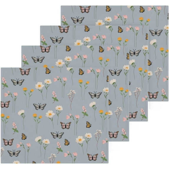 Coolnut Butterfly and Wildflowers Washcloths Towels, Highly Absorbent and Soft Cotton Face Cloths, 2 Pack Quick Dry Wash Cloths - 12 X 12 Inches Washcloth Gift