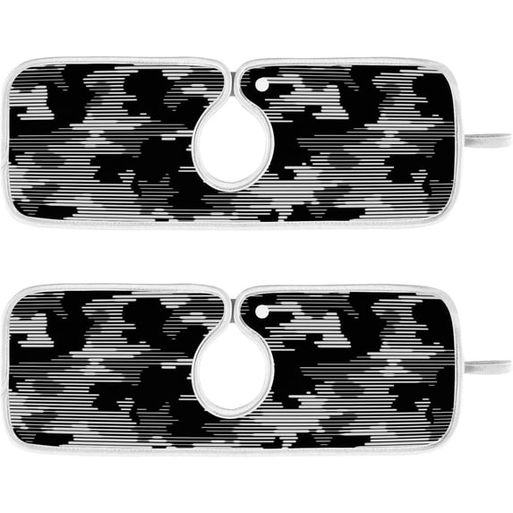 Coolnut Camouflage Sink Splash Guard for Faucet 2 Packs Faucet Absorbent Mats, Modern Halftone Lines Faucet Handle Drip Catcher Quickly Drying Mat for Kitchen Counter Bathroom RV, 14.9"x5.5"
