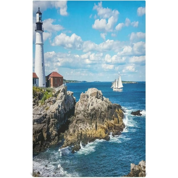 Coolnut Cape Elizabeth Lighthouse Kitchen Towels Dish Clothes Soft and Rapid Drying and Absorbent 1PCS Dishcloths Towels for Kitchen Bathroom Hotel Hand Towels 29"X18" inch Wash cloth