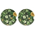thumbnail image 1 of Coolnut Car Coaster 2 Pack, St. Patrick's Day Shamrock Absorbent Ceramic Cup Holder Coaster with Fingertip Grip for Car Van Wheels Boats Trucks Home Decor, 1 of 6