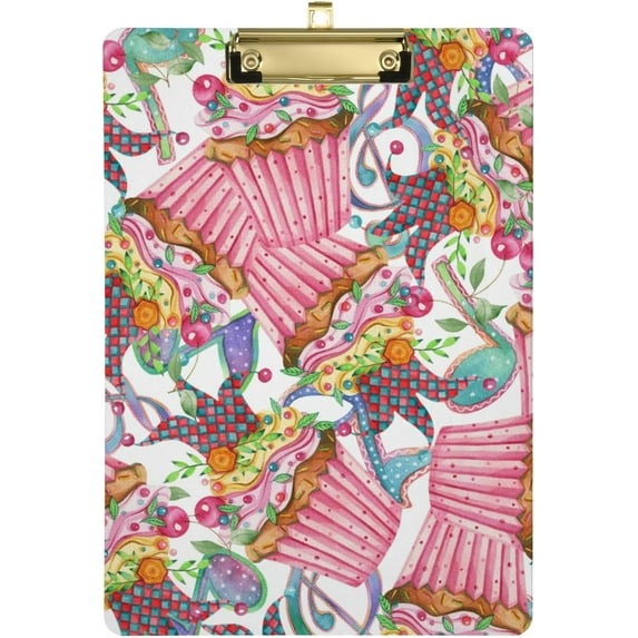 Coolnut Cartoon Cake Clipboard A4 Standard Size Decorative Clipboard with Low Profile Metal Clip for Students Men Women Classroom and Office Gifts
