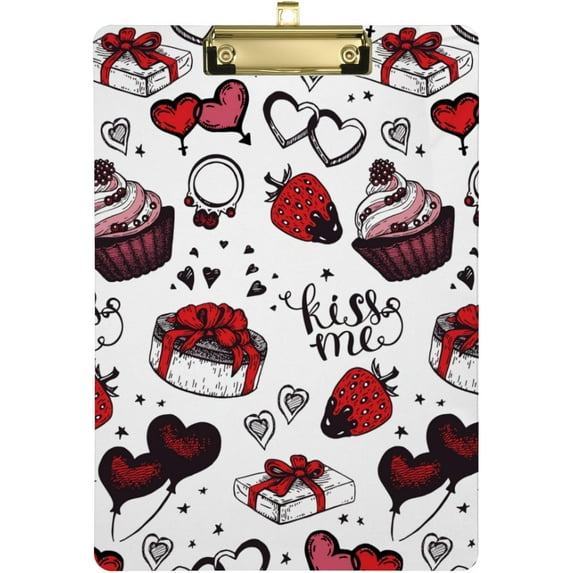 Coolnut Cartoon Cake Clipboard A4 Standard Size Decorative Clipboard with Low Profile Metal Clip for Students Men Women Classroom and Office Gifts
