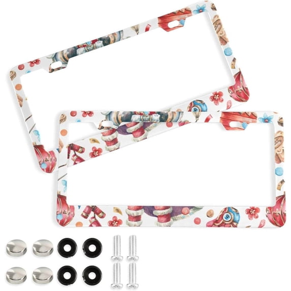 Coolnut Cartoon Pattern 2 Holes Car License Plate Frames 2PCS, Car License Plate Holder with Screw Caps Cover Set Automotive Exterior Parts Decoration for US Vehicles
