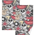 thumbnail image 1 of Coolnut Cartoon Rock Music Patterned Hand Towels 2 PCS, Cotton Bath Towel for Drying Face Hands Body Decorative Water Absorbent Lightweight Towels for Bathroom Ktichen Travel Gym, 16"x28", 1 of 6