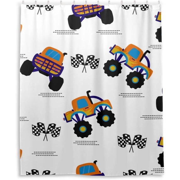 Coolnut Cartoon Trucks Shower Curtain Bathroom Decor Watercolor Shower Curtain Sets Fabric Cloth Bathroom Curtains with Hooks 60x72 Inch