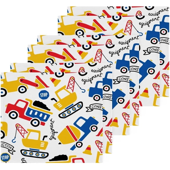 Coolnut Cartoon Vehicles Washcloths, 2 PCS 12x12 Inches Cotton Wash Cloths, Highly Absorbent and Soft Face Towels for Bathroom,Gym,Hotel and Spa