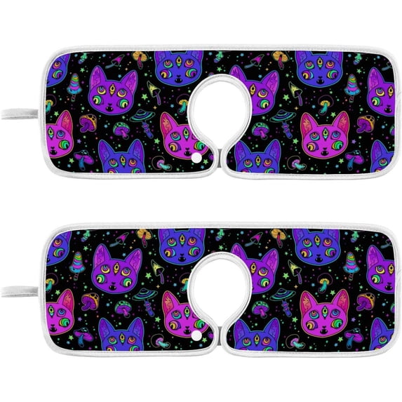 Coolnut Cat Kitten Doodle Sink Splash Guard for Faucet 2 Packs Faucet Absorbent Mats, Halloween Theme Faucet Handle Drip Catcher for Kitchen, Bathroom,Sink Mat, Dish Drying Mat, 30"x5.5"
