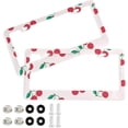 thumbnail image 1 of Coolnut Cherry 2 Holes Car License Plate Frames 2PCS, Car License Plate Holder with Screw Caps Cover Set Automotive Exterior Parts Decoration for US Vehicles, 1 of 7