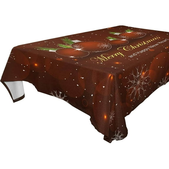 Coolnut Christmas Balls Tablecloth, Waterproof Washable Polyester Square Table Cover, Durable Tablecloth for Kitchen Dining Table Party Decor, 54"X 72"
