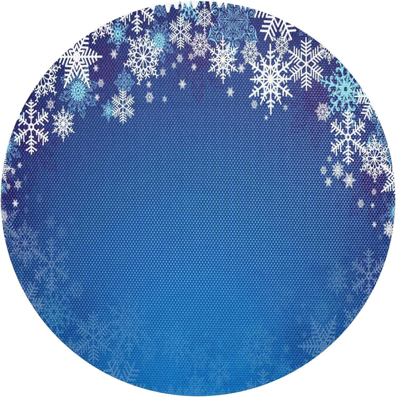 Coolnut Christmas Blue Snowflakes Placemats 1Pcs,Holidays PVC Weave