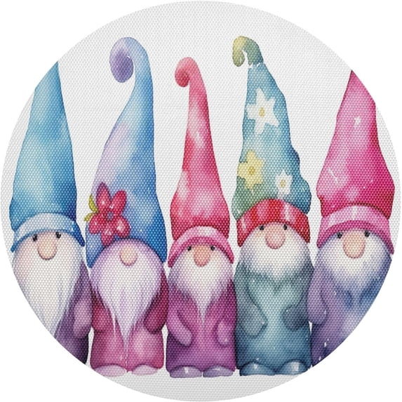 Coolnut Christmas Cute Gnome Placemats Set of 6 Non-Slip Heat Resistant Dining Table Place Mats Washable Kitchen PVC Weave Table Mats Home Decor Gifts
