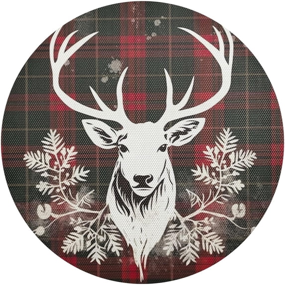Coolnut Christmas Deer Placemats Set of 4 Non-Slip Heat Resistant Dining Table Place Mats Washable Kitchen PVC Weave Table Mats Home Decor Gifts