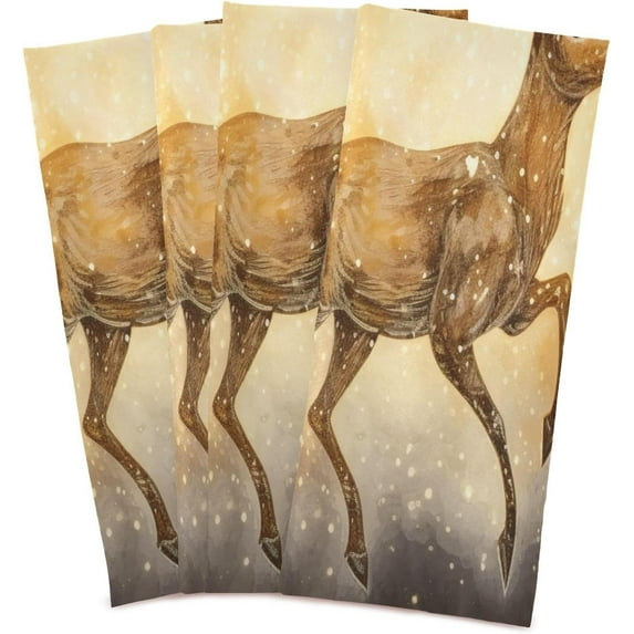 Coolnut Christmas Elk Kitchen Towels, 18 x 28 Inch Super Soft and Absorbent Dish Cloths for Washing Dishes, 6 PCS Reusable Multi-Purpose Microfiber Hand Towels for Kitchen