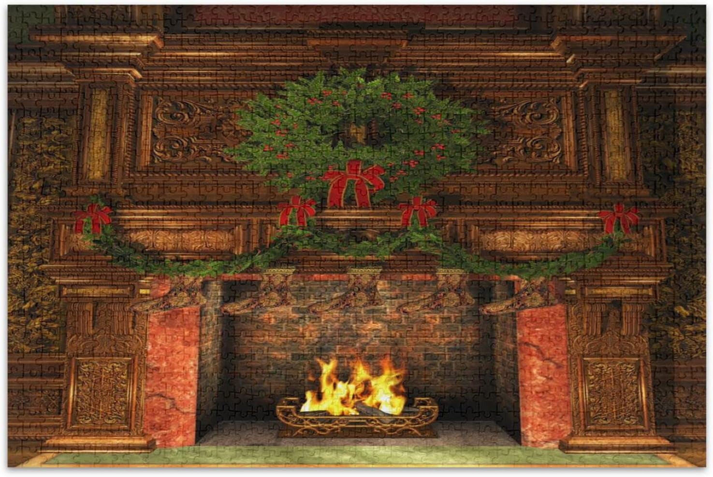 Coolnut Christmas Fireplace Pattern 1000 Pcs of Irregular Puzzle in a Box, Printed with Colored