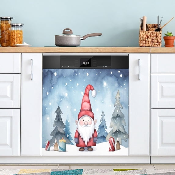 Coolnut Christmas Gnome Dishwasher Magnet Cover, Kitchen Dish Washer Door Panel Magnetic Sticker Home Appliances Stickers for Home Kitchen Farmhouse, 20 W x 26 H Inch Home Decor