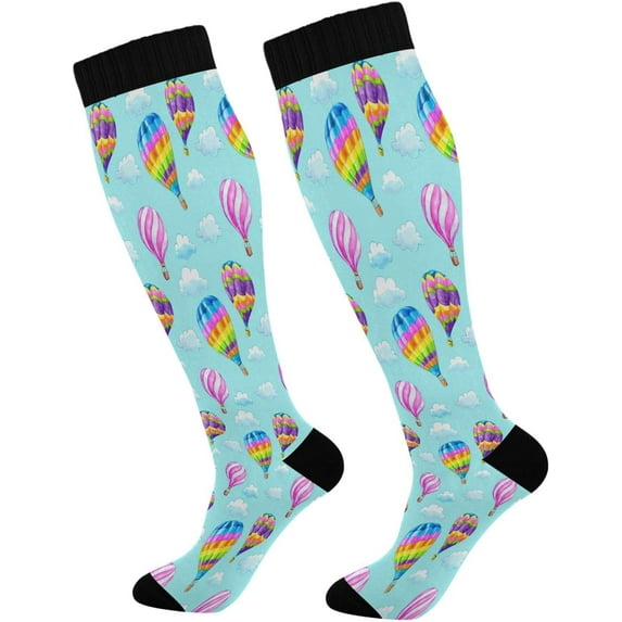 Coolnut Christmas Gnomes Compression Socks Women Men Knee High Stockings for Sports, Running, Travel 1Pair Gift