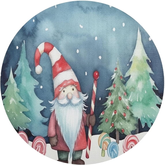 Coolnut Christmas Green Gnome Placemats Set of 4 Non-Slip Heat Resistant Dining Table Place Mats Washable Kitchen PVC Weave Table Mats Home Decor Gifts