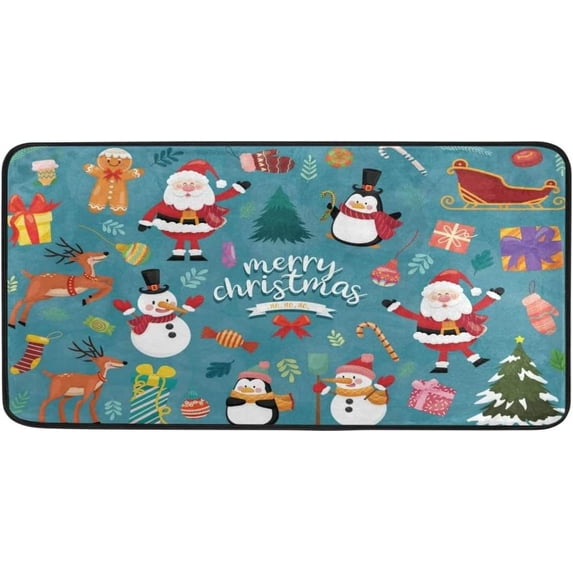 Coolnut Christmas Kitchen Rug, 39"x20" Anti Fatigue Kitchen Floor Mat, Non Slip Waterproof Long Standing Mat Throw Kitchen Runner Rug for Kitchen Washroom Bedroom