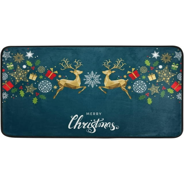 Coolnut Christmas Kitchen Rug, Anti Fatigue Kitchen Floor Mat, Non Slip Waterproof Long Standing