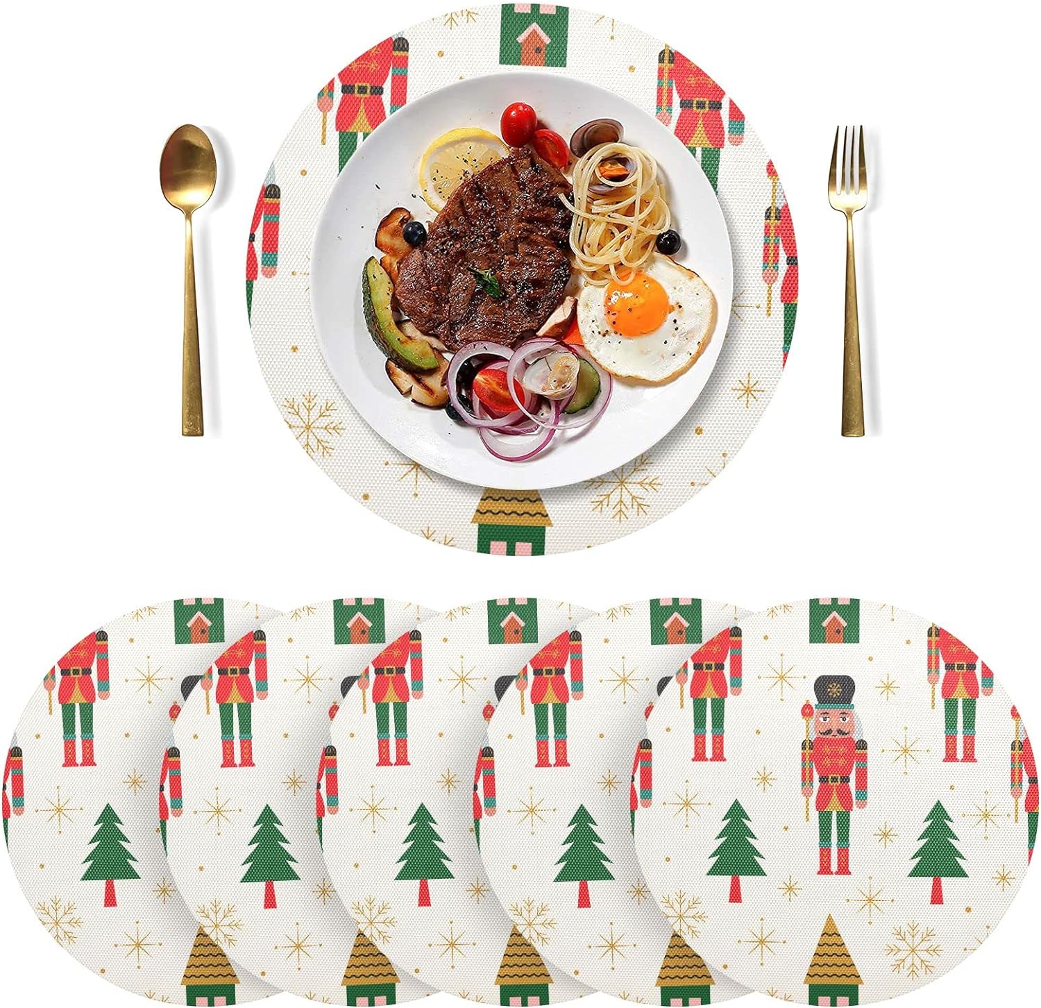 Coolnut Christmas Nutcracker Placemats 6Pcs,Holidays PVC Weave Place