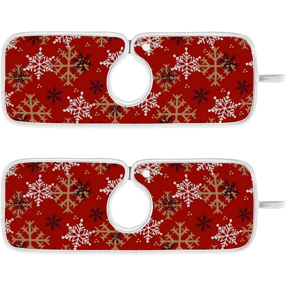 Coolnut Christmas Snowflake Decor 2PCS Kitchen Faucet Mat Bathroom Faucet Mat Sink Microfiber Cloth Faucet Splash Catcher Faucet Mat Dish Drying Mat Sink Mat for Kitchen Sink 30x5in