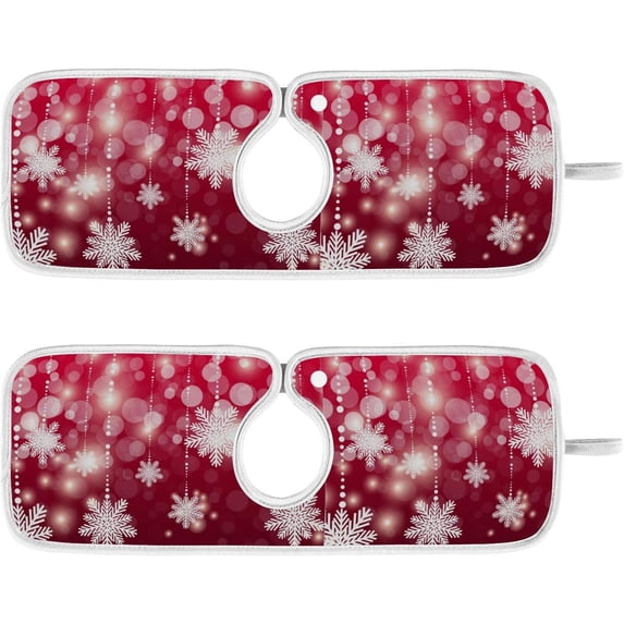 Coolnut Christmas Snowflake Red 2PCS Kitchen Faucet Mat Bathroom Faucet Mat Sink Microfiber Cloth Faucet Splash Catcher Faucet Mat Dish Drying Mat Sink Mat for Kitchen Sink 30x5in