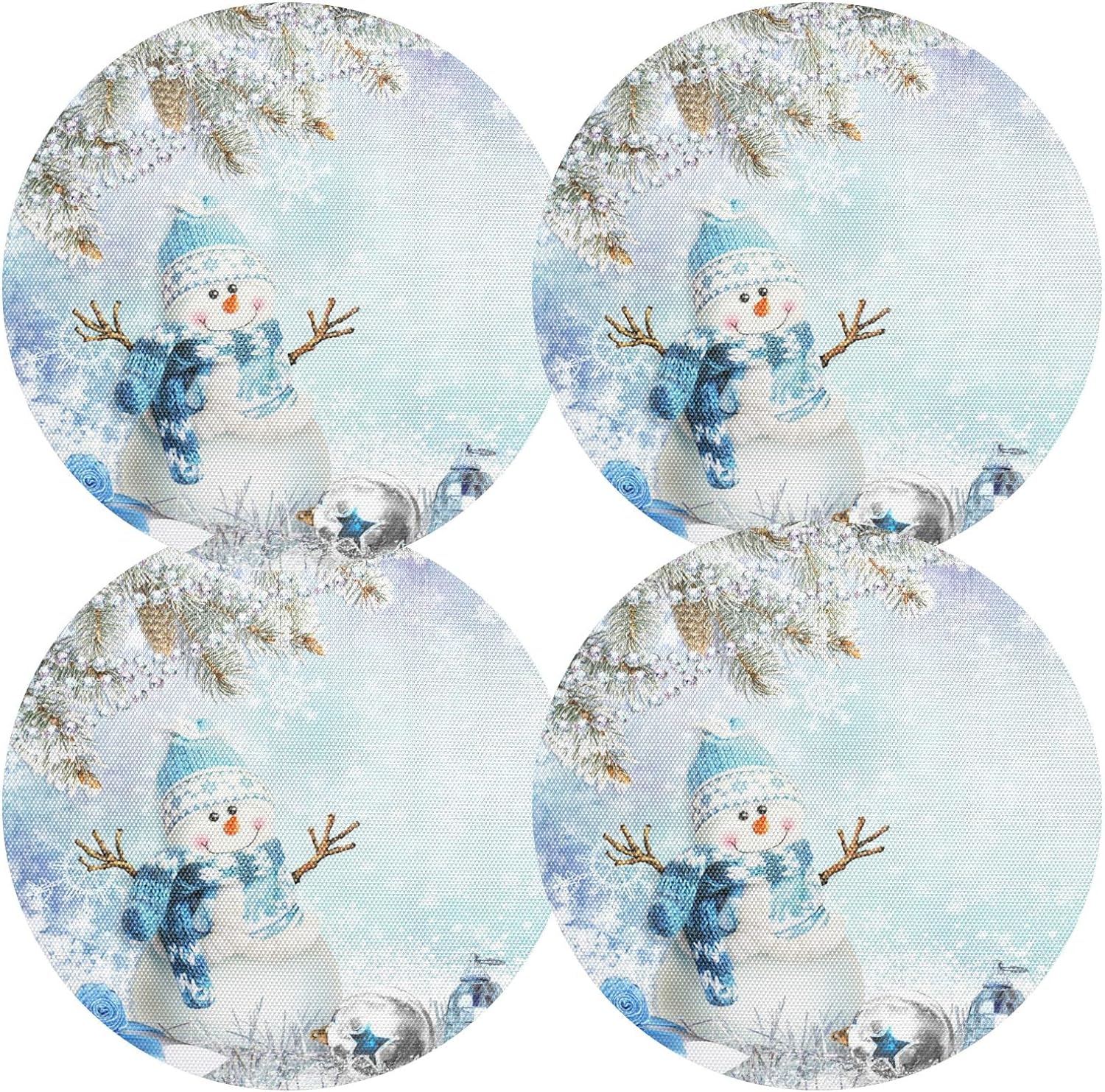 Coolnut Christmas Snowman Placemats 4Pcs,Holidays PVC Weave Place Mats
