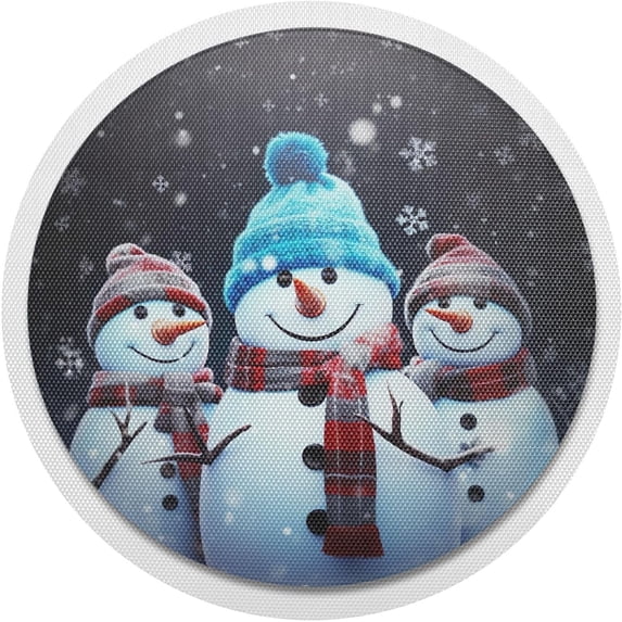 Coolnut Christmas Snowman Placemats Set of 6 Non-Slip Heat Resistant Dining Table Place Mats Washable Kitchen PVC Weave Table Mats Home Decor Gifts