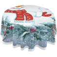 thumbnail image 1 of Coolnut Christmas Snowman Round Tablecloth 60", Waterproof Stain and Wrinkle Resistant Washable Decorative Table Covers for Kitchen Dining Tabletop Party Outdoor Picnic Christmas Decor, 1 of 7