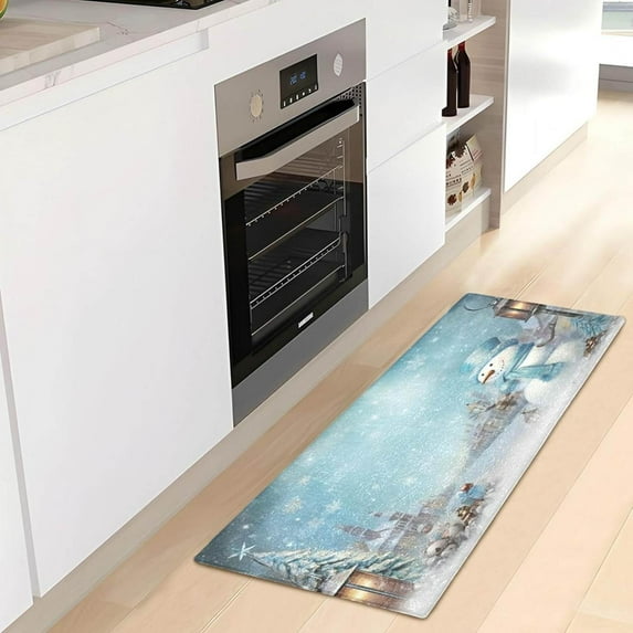 Coolnut Christmas Snowman Soft Runner Rug, Washable Non-Slip Room Rug, Hallway Rug Runner for Entryway,Hallway,Bathroom,and Kitchen,39x20In