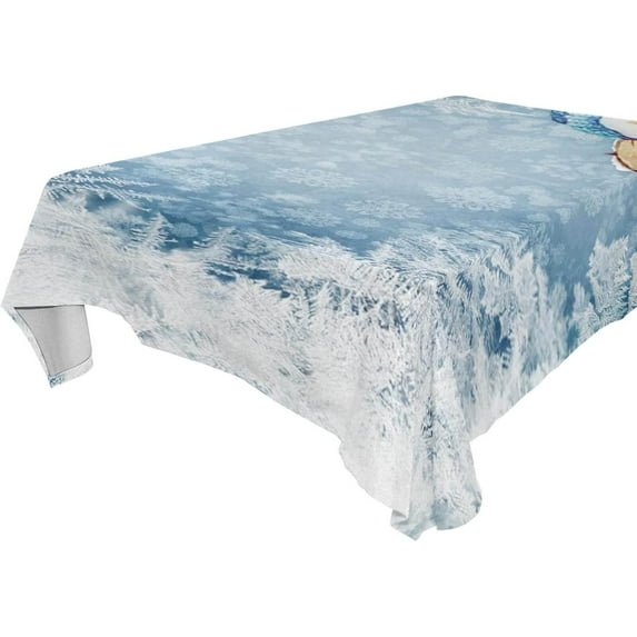 Coolnut Christmas Snowman Tablecloth, Waterproof Washable Polyester Square Table Cover, Durable Tablecloth for Kitchen Dining Table Party Decor, 54"X 72"