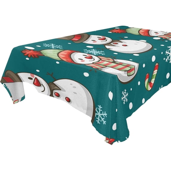Coolnut Christmas Snowman Tablecloth, Waterproof Washable Polyester Square Table Cover, Durable Tablecloth for Kitchen Dining Table Party Decor, 54"x54"