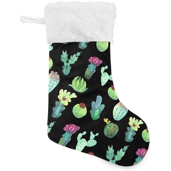 Coolnut Christmas Stocking Personalized Cactus Large Candy Stocking Hanging Gift Xmas Stockings Decoration 2PCS for Family Holiday Party Ornaments Decor Fireplace