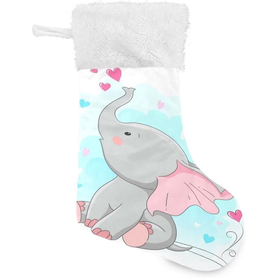 Coolnut Christmas Stockings 2PCS,Baby Elephant Big Xmas Stockings Gift Decorations and Party Supplies,Used for Fireplace Decoration Socks Christmas Tree Decoration