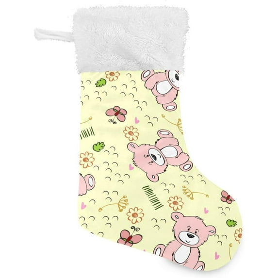 Coolnut Christmas Stockings Cute Teddy Bear 1Pack 17" Xmas Fireplace Santa Socks Christmas Tree Hanging Stocking Socks for Christmas Holiday Gift Decor