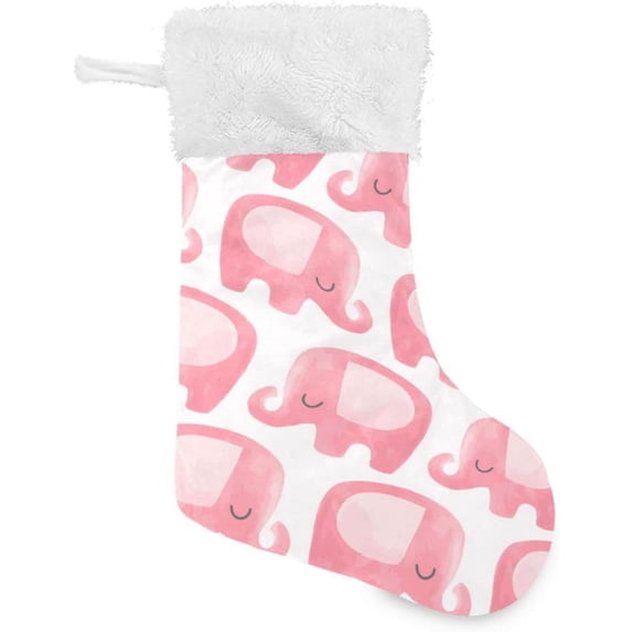 Coolnut Christmas Stockings Family Holiday Party Personalized Gift Pink Elephant Christmas Stockings Christmas Decorations Mantel Decor, 17.71"x12.20" 2PCS