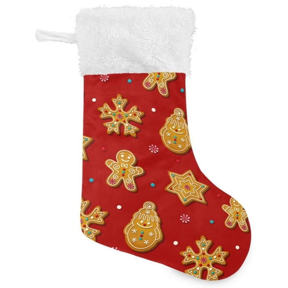 Coolnut Christmas Stockings Christmas Gingerbread Cookies Red , 1 Pack 17.7" Xmas Fireplace Santa Socks Christmas Tree Hanging Stockings Decoration for Christmas Holiday Xmas Gift