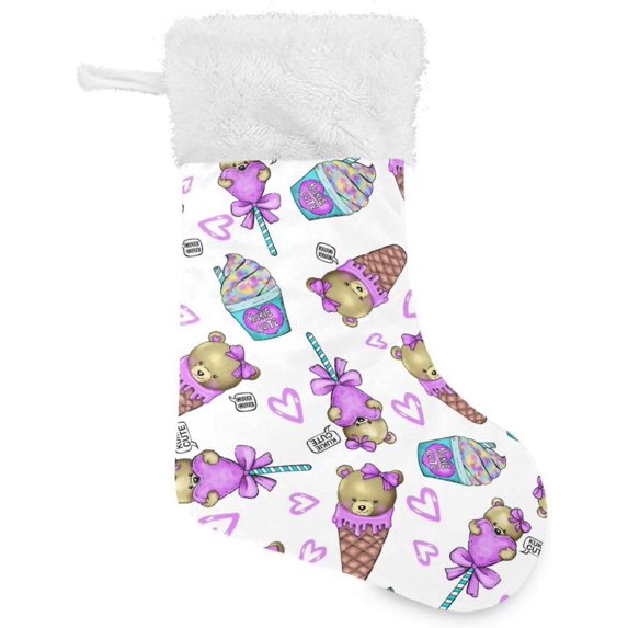 Coolnut Christmas Stockings Teddy Bear with Lollipop 2Pack 17" Xmas Fireplace Santa Socks Christmas Tree Hanging Stocking Socks for Christmas Holiday Gift Decor