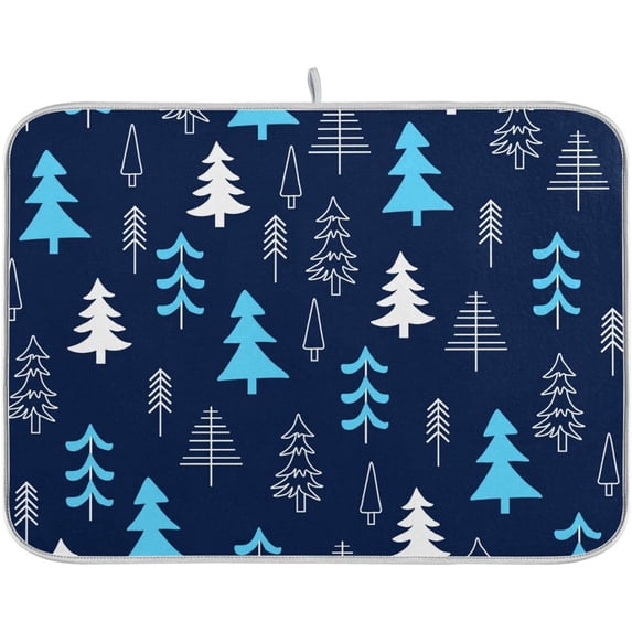 Coolnut Christmas Tree Dish Drying Mat Absorbent Reversible Drying Pad Dish Drainer Rack Mat for Kitchen Countertops Sinks,16"x18"