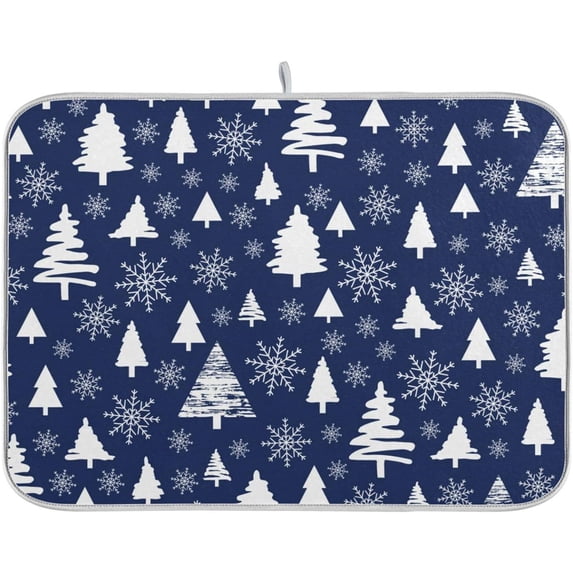 Coolnut Christmas Tree Dish Drying Mat Absorbent Reversible Drying Pad Dish Drainer Rack Mat for Kitchen Countertops Sinks,24"x18"