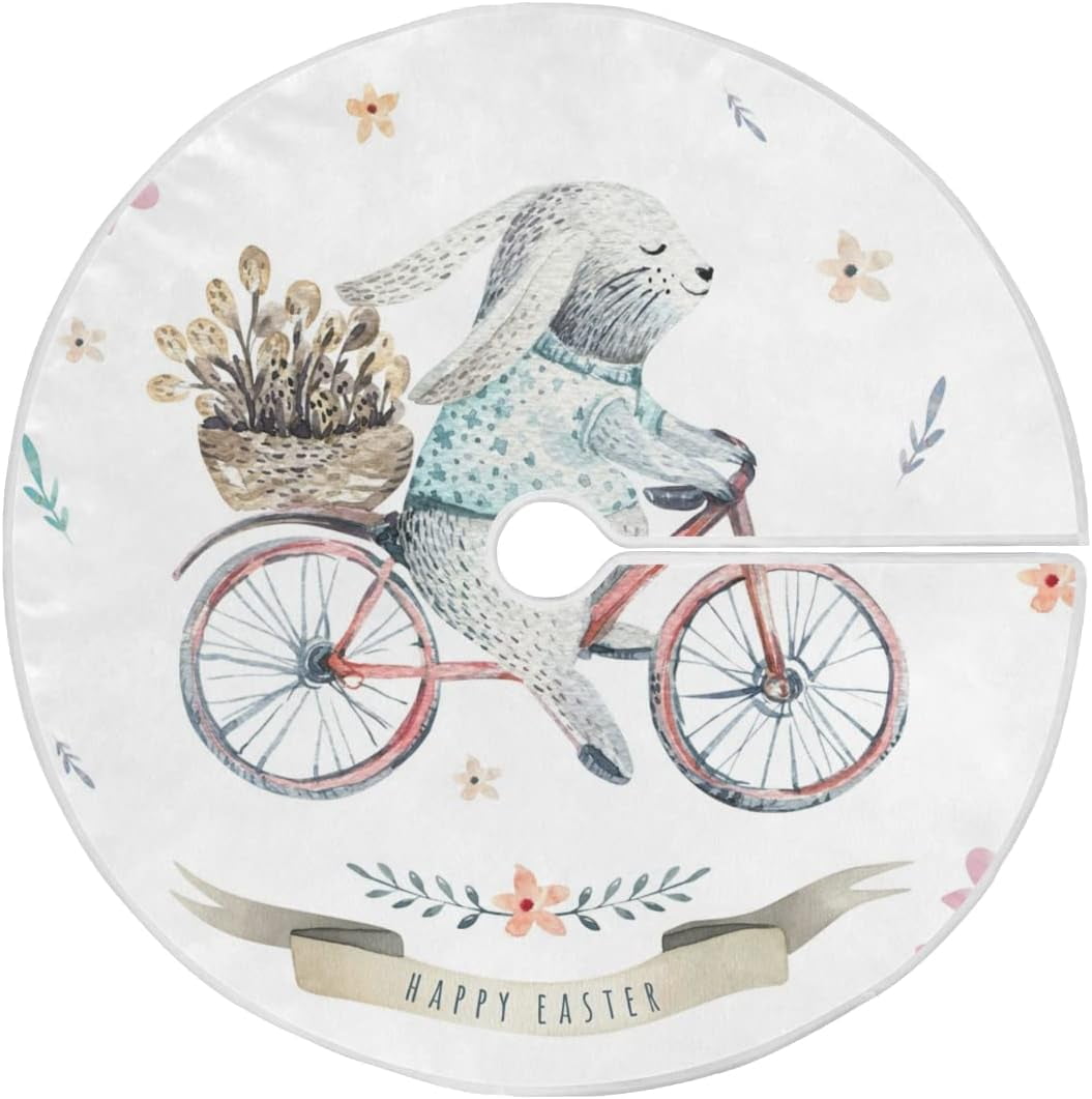 Coolnut Christmas Tree Skirt, 48", Easter Tree Skirt Double Layers