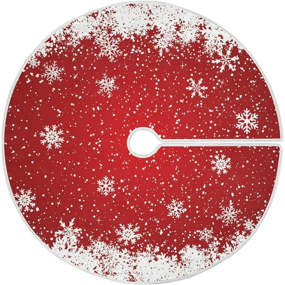 Coolnut Christmas Tree Skirt Snowflake Xmas Tree Skirt, Floor Door Round Mat Decorations for Holiday Party Home Christmas Day Ornaments,35.4"