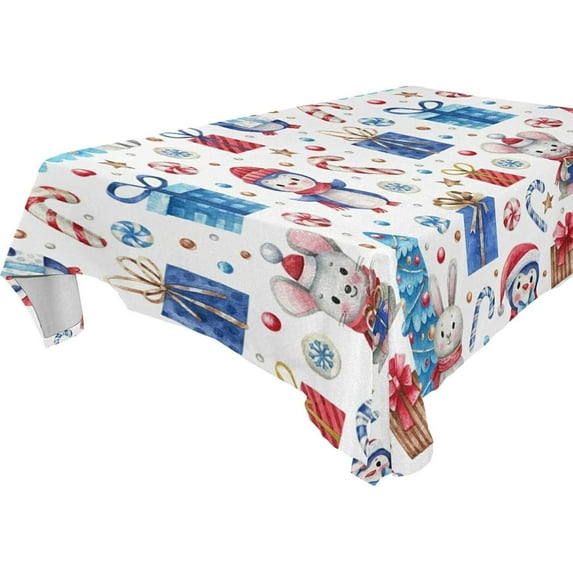 Coolnut Christmas Tree Tablecloth, Waterproof Washable Polyester Square Table Cover, Durable Tablecloth for Kitchen Dining Table Party Decor, 60"X 108"