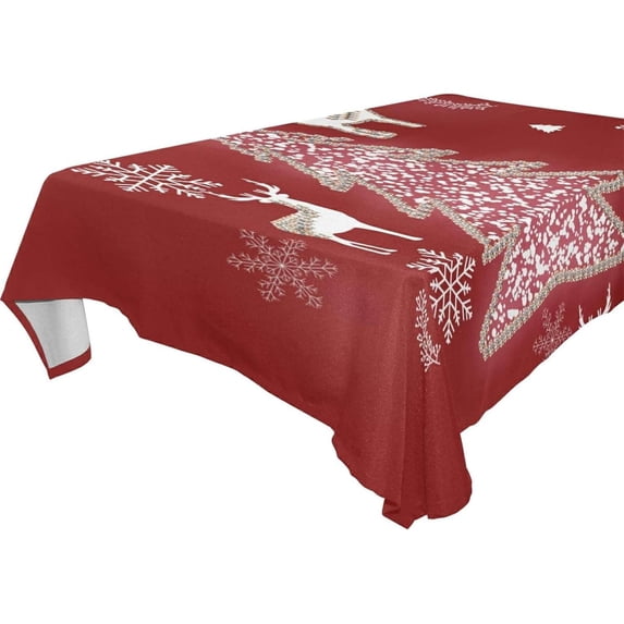 Coolnut Christmas Tree Tablecloth, Waterproof Washable Polyester Square Table Cover, Durable Tablecloth for Kitchen Dining Table Party Decor, 60"X 60"